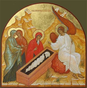 Мироносицы-жены у гроба Воскресшего Христа. Современная икона. 