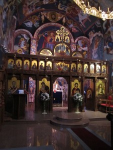 View iconostasis Church of the Transfiguration of Christ. Serbian monasteries in Canada.