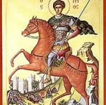 The holy Great Martyr St. Demetrius the Myrrh-Bearer of Thessalonica (Greek icon).