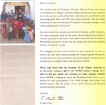 Letter from Orthodox Christian Mission Center (OCMC)