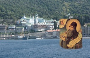 Russian St. Panteleimon Monastery - Russik - on Mount Athos, and the image of the elder (staretz) Silоuan.