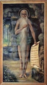 Прп. Онуфрий Великий. Икона на полотне из архирейской резиденции средины ХХ в.