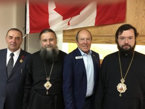 Vladyka Iov and bishop Anthony with the President of the Church Council — Roman Lopushinsky and the Member of the Federal Parliament —  Kerry Diotte