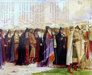 Русские святые XI в. Роспись галереи к Пещерной церкви. Почаевская лавра