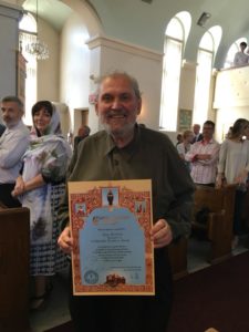 James Shamchuk was awarded The Certificate of Merit (Gramota) of Bishop Job, July 2017