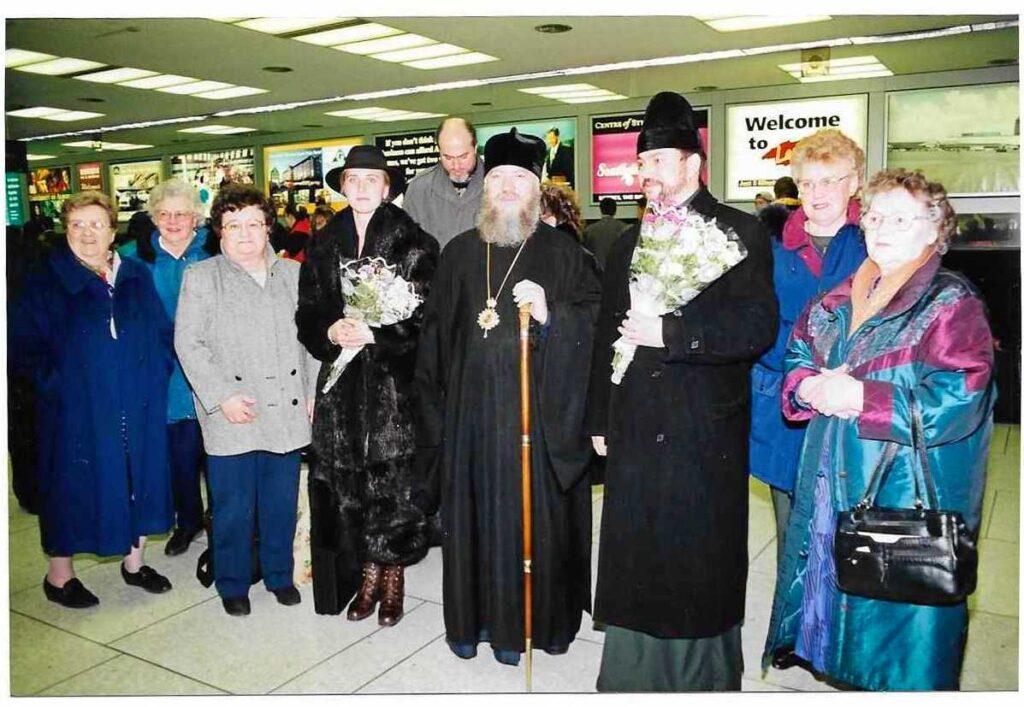 Father Igor & matushka Natalia after their arrival in Edmonton Int. Airport with the clergy and parishioners, December 5, 1997